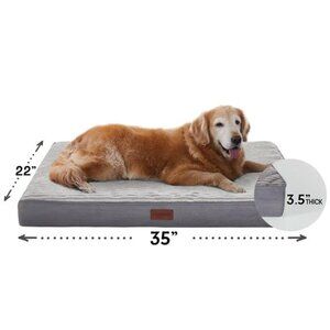 35in Gray Orthopedic Dog Bed For Large and Medium Dogs with Egg Crate